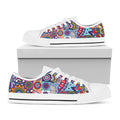 Mandala Tile Bohemian Pattern Print White Low Top Sneakers