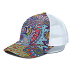 Mandala Tile Bohemian Pattern Print White Mesh Trucker Cap