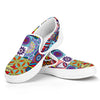 Mandala Tile Bohemian Pattern Print White Slip On Sneakers