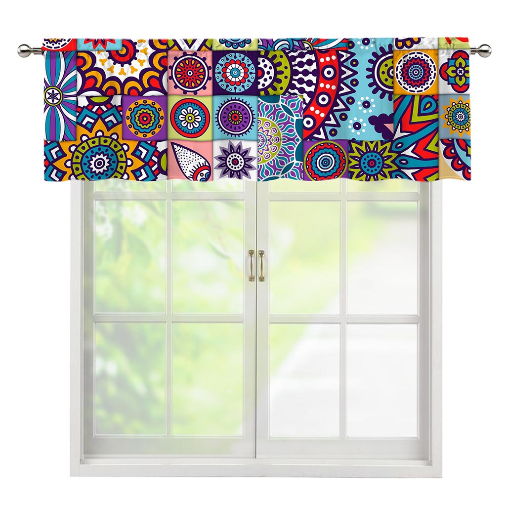 Mandala Tile Bohemian Pattern Print Window Valance