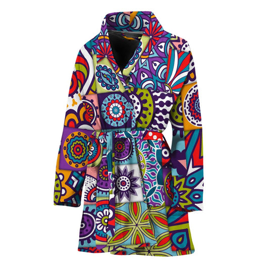 Mandala Tile Bohemian Pattern Print Women's Bathrobe