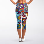 Mandala Tile Bohemian Pattern Print Women's Capri Leggings
