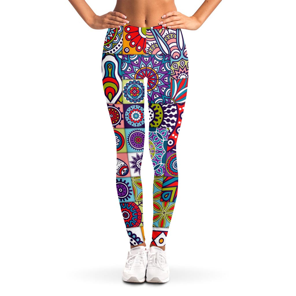 Mandala Tile Bohemian Pattern Print Women's Leggings