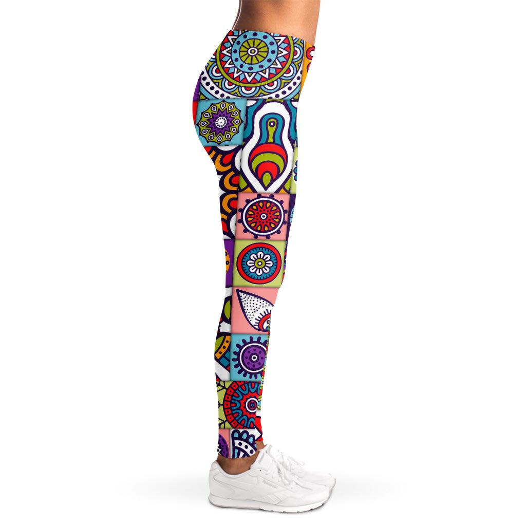Mandala Tile Bohemian Pattern Print Women's Leggings