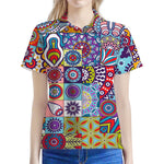 Mandala Tile Bohemian Pattern Print Women's Polo Shirt