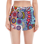 Mandala Tile Bohemian Pattern Print Women's Split Running Shorts
