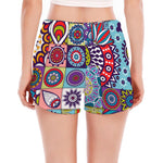 Mandala Tile Bohemian Pattern Print Women's Split Running Shorts