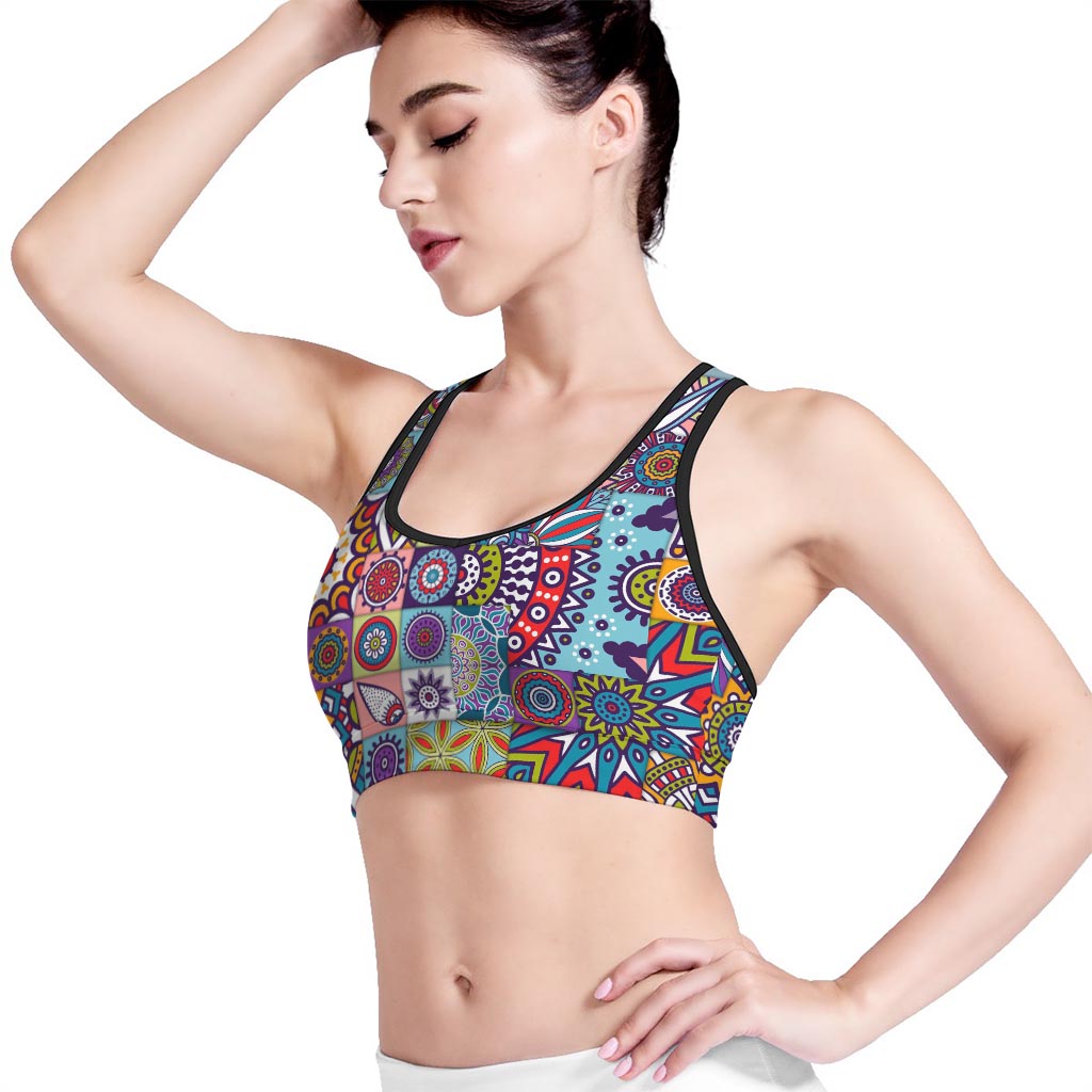 Mandala Tile Bohemian Pattern Print Women's Sports Bra