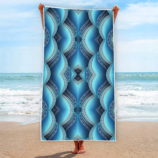 Mandala Waves Bohemian Pattern Print Beach Towel