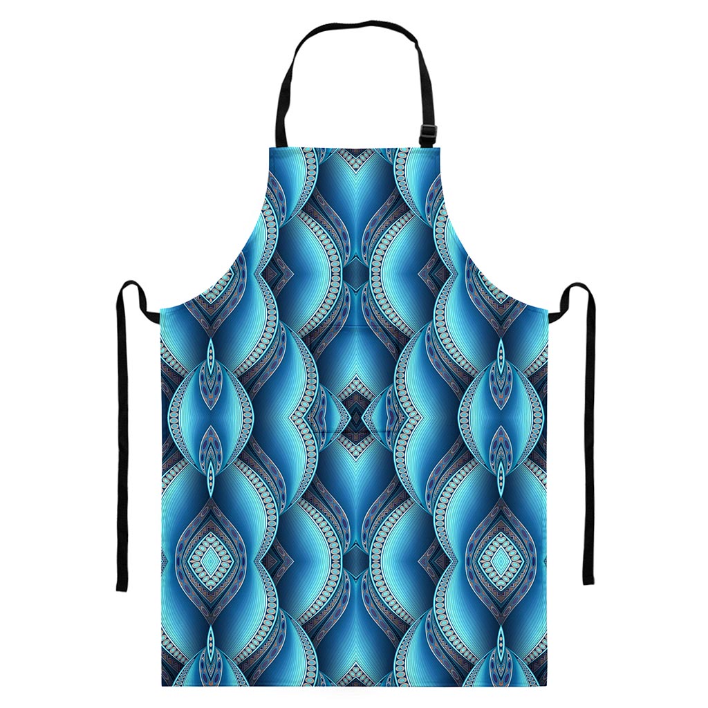 Mandala Waves Bohemian Pattern Print Bib Apron With Pocket
