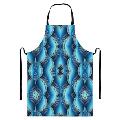 Mandala Waves Bohemian Pattern Print Bib Apron With Pocket