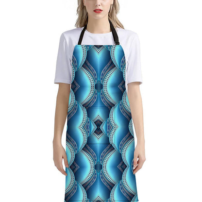 Mandala Waves Bohemian Pattern Print Bib Apron With Pocket