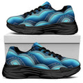 Mandala Waves Bohemian Pattern Print Black Chunky Shoes