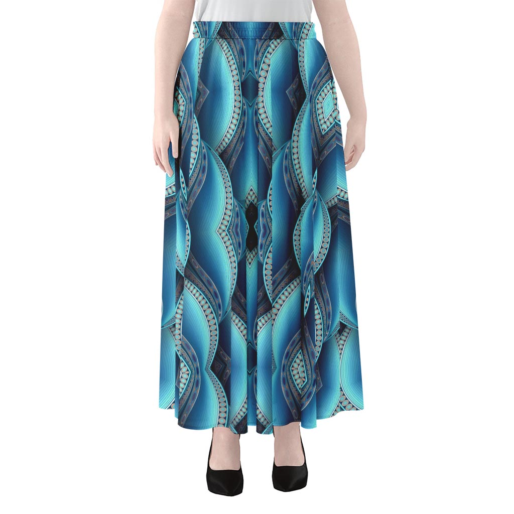 Mandala Waves Bohemian Pattern Print Chiffon Maxi Skirt