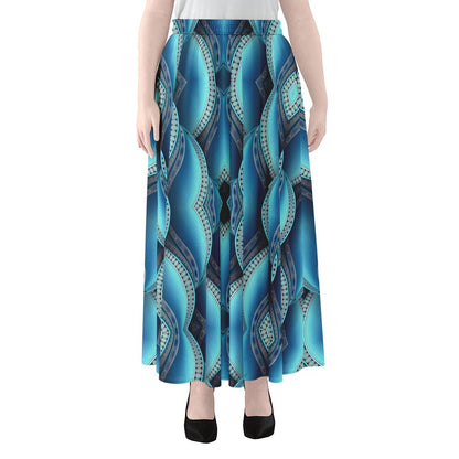 Mandala Waves Bohemian Pattern Print Chiffon Maxi Skirt