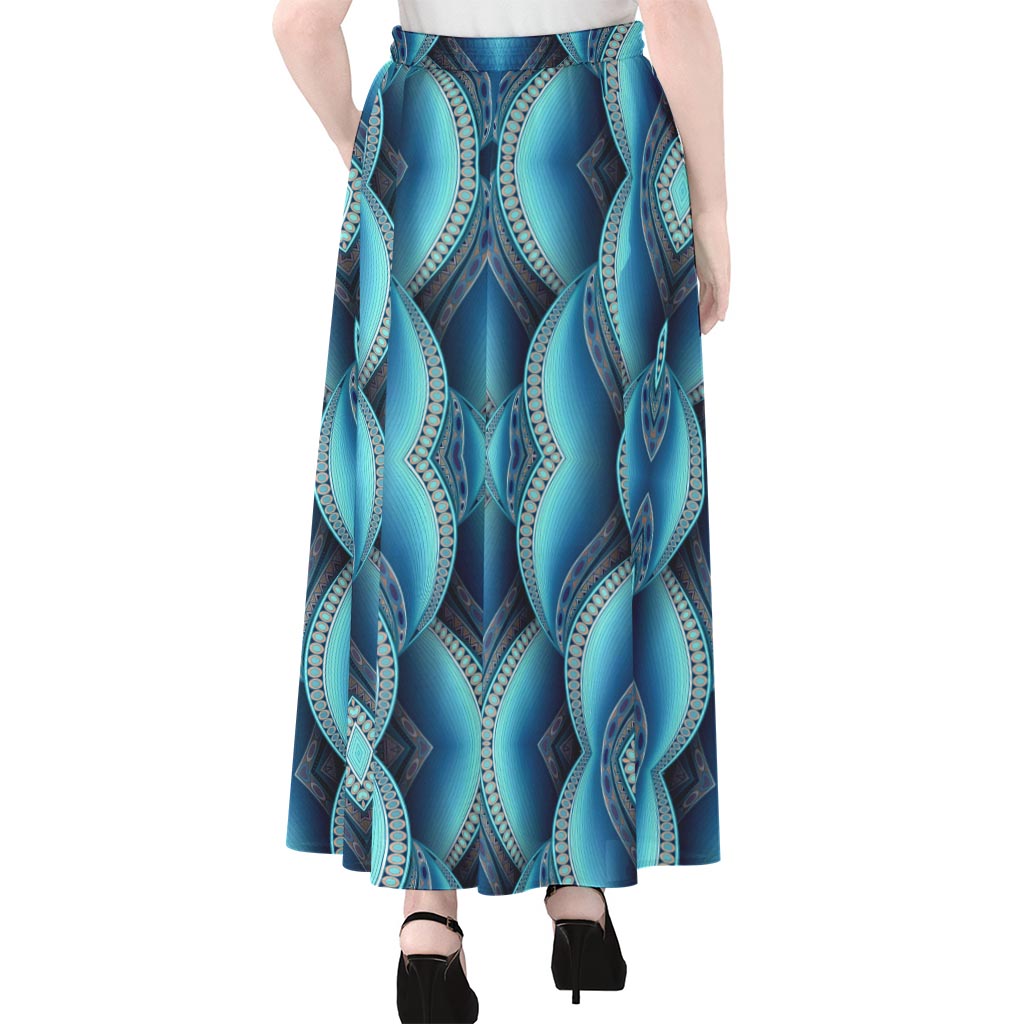 Mandala Waves Bohemian Pattern Print Chiffon Maxi Skirt