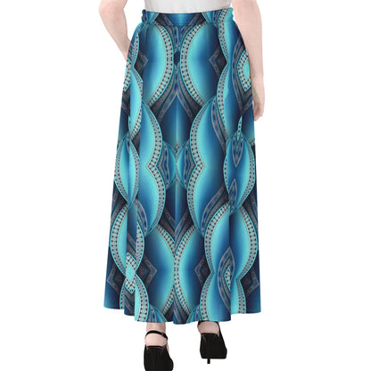 Mandala Waves Bohemian Pattern Print Chiffon Maxi Skirt