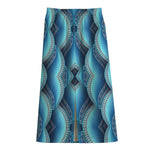 Mandala Waves Bohemian Pattern Print Cotton Front Slit Maxi Skirt