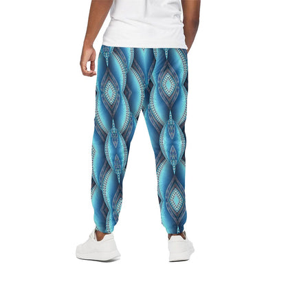 Mandala Waves Bohemian Pattern Print Cotton Pants