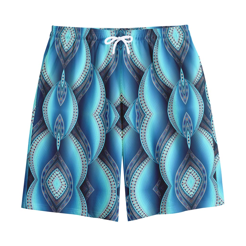 Mandala Waves Bohemian Pattern Print Cotton Shorts