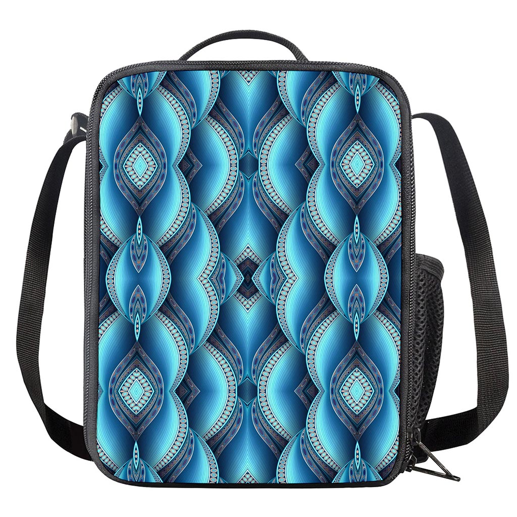 Mandala Waves Bohemian Pattern Print Crossbody Lunch Bag