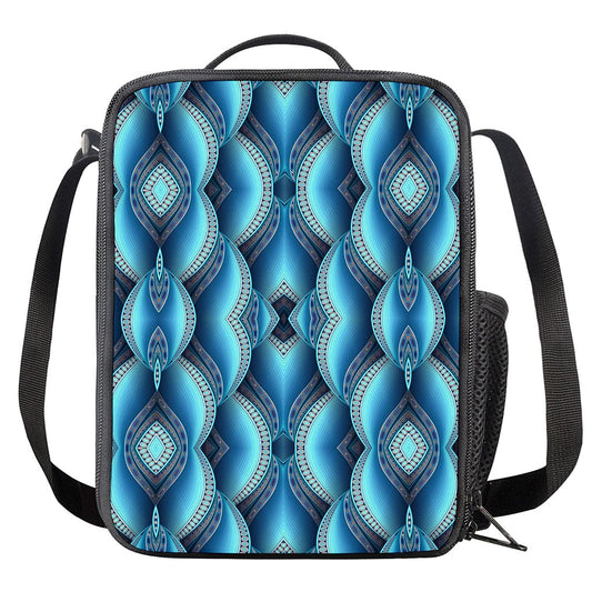 Mandala Waves Bohemian Pattern Print Crossbody Lunch Bag