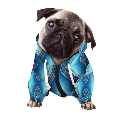 Mandala Waves Bohemian Pattern Print Dog Zip Up Hoodie