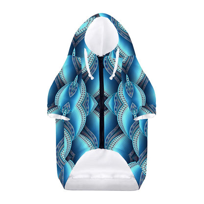 Mandala Waves Bohemian Pattern Print Dog Zip Up Hoodie