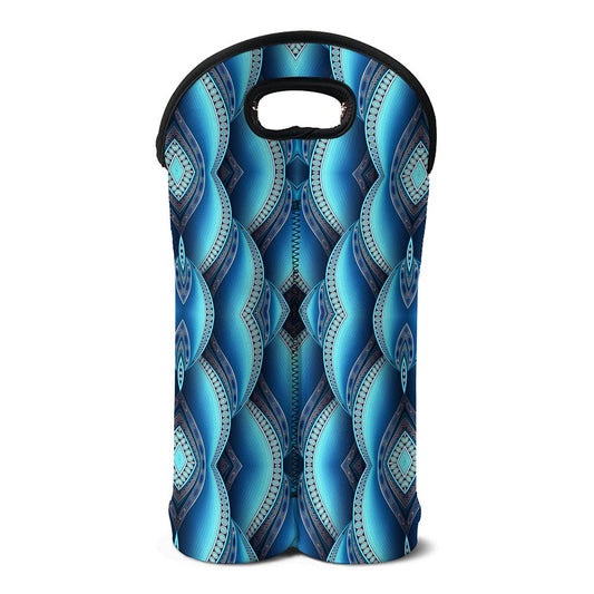 Mandala Waves Bohemian Pattern Print Double Neoprene Wine Tote