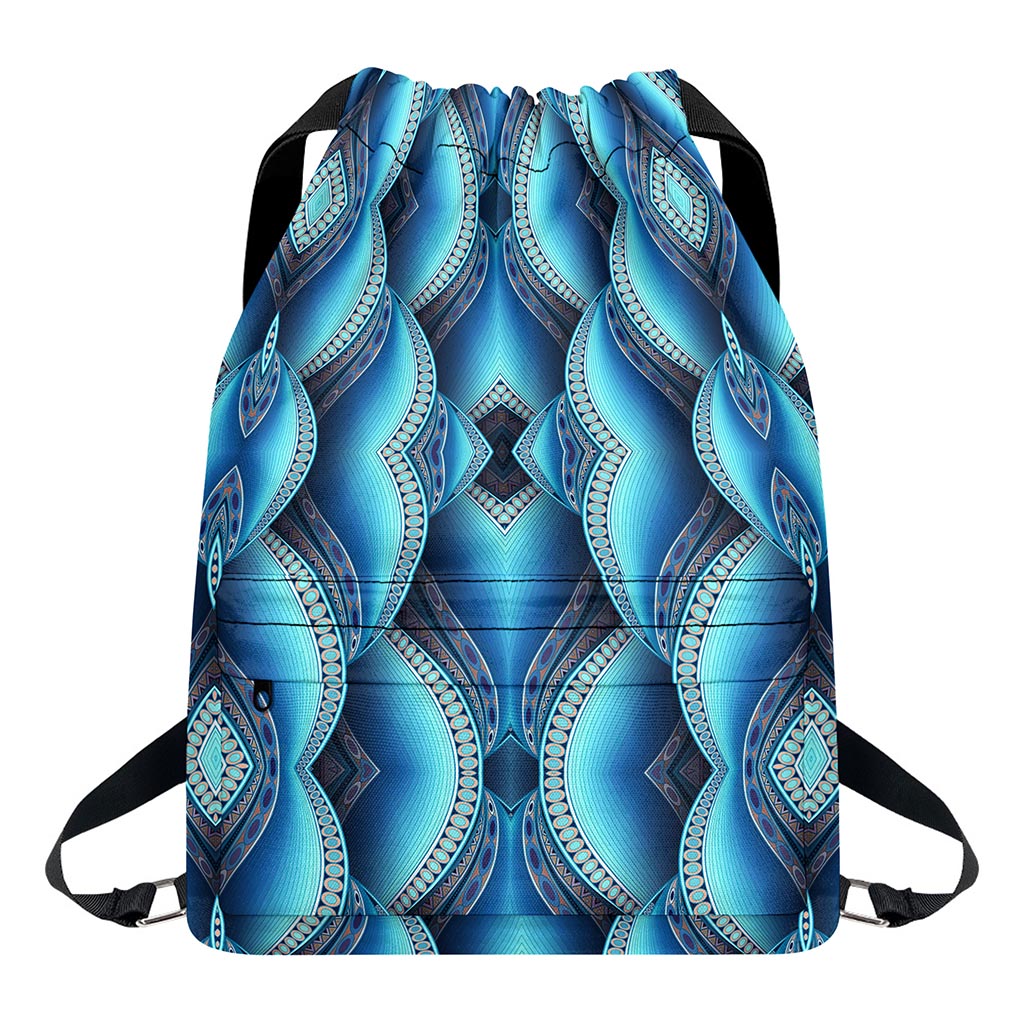 Mandala Waves Bohemian Pattern Print Drawstring Backpack