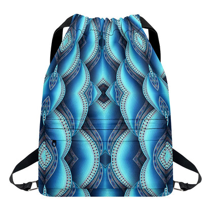 Mandala Waves Bohemian Pattern Print Drawstring Backpack