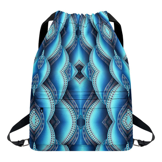 Mandala Waves Bohemian Pattern Print Drawstring Backpack