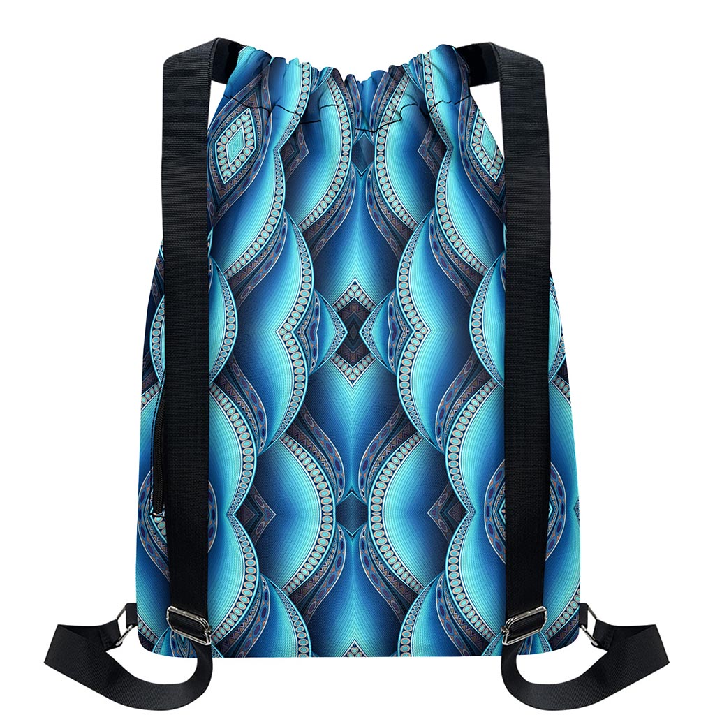 Mandala Waves Bohemian Pattern Print Drawstring Backpack