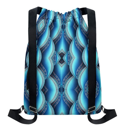 Mandala Waves Bohemian Pattern Print Drawstring Backpack