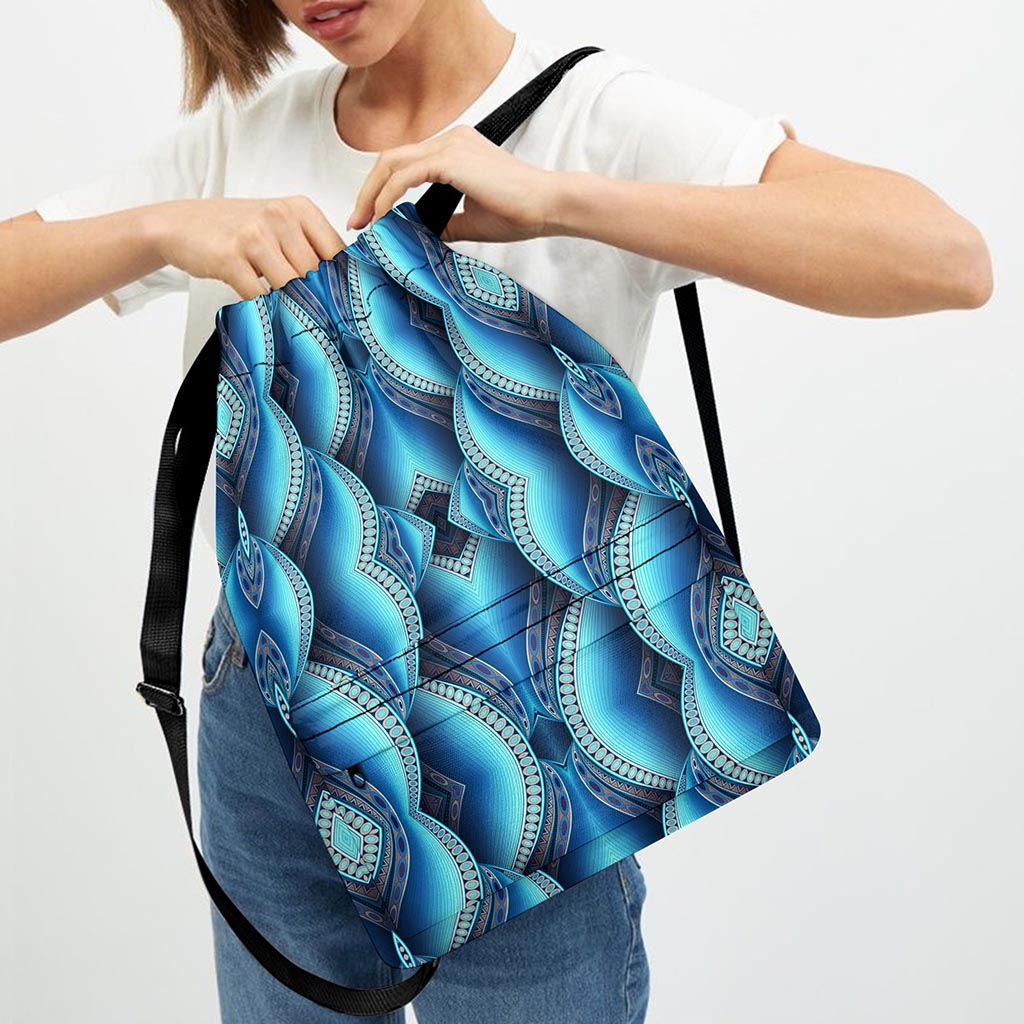 Mandala Waves Bohemian Pattern Print Drawstring Backpack