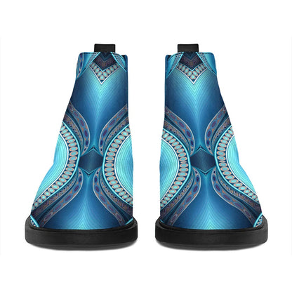 Mandala Waves Bohemian Pattern Print Flat Ankle Boots