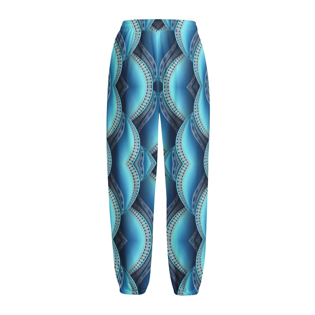 Mandala Waves Bohemian Pattern Print Fleece Lined Knit Pants