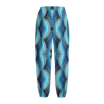 Mandala Waves Bohemian Pattern Print Fleece Lined Knit Pants