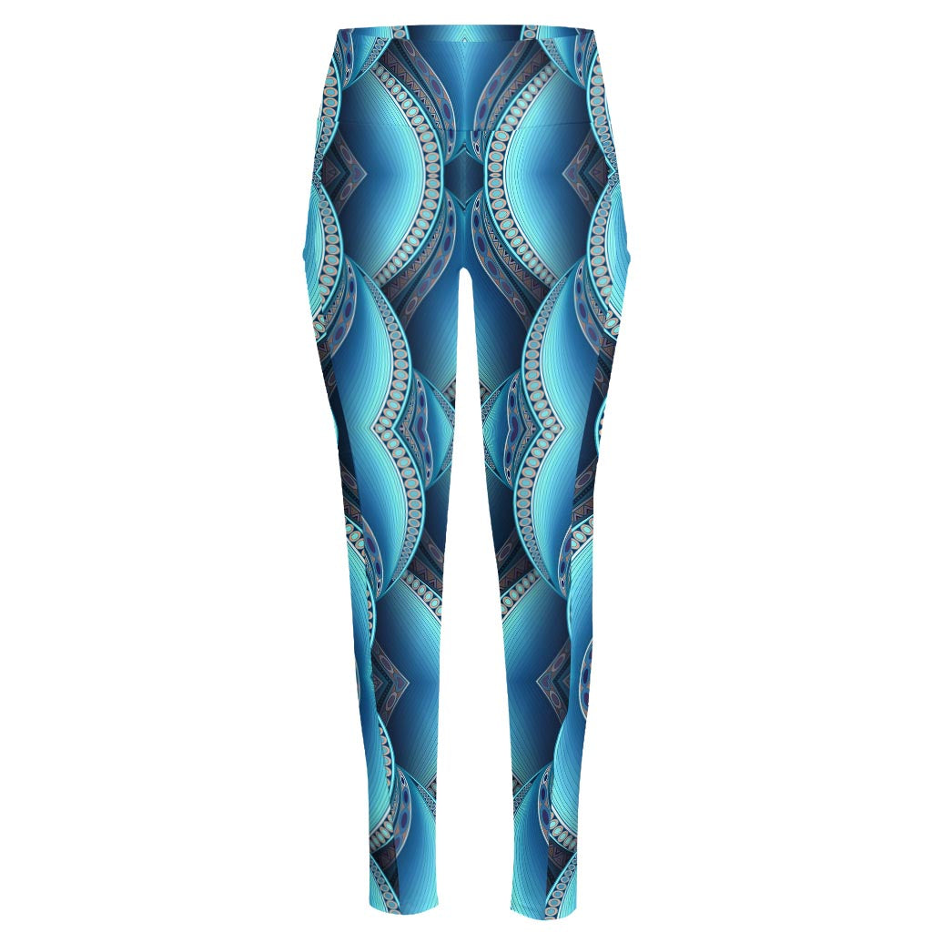 Mandala Waves Bohemian Pattern Print High-Waisted Pocket Leggings