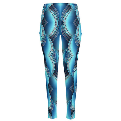 Mandala Waves Bohemian Pattern Print High-Waisted Pocket Leggings