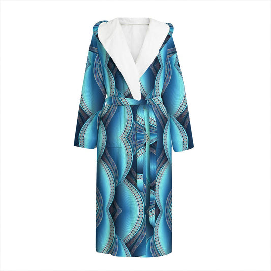 Mandala Waves Bohemian Pattern Print Hooded Bathrobe