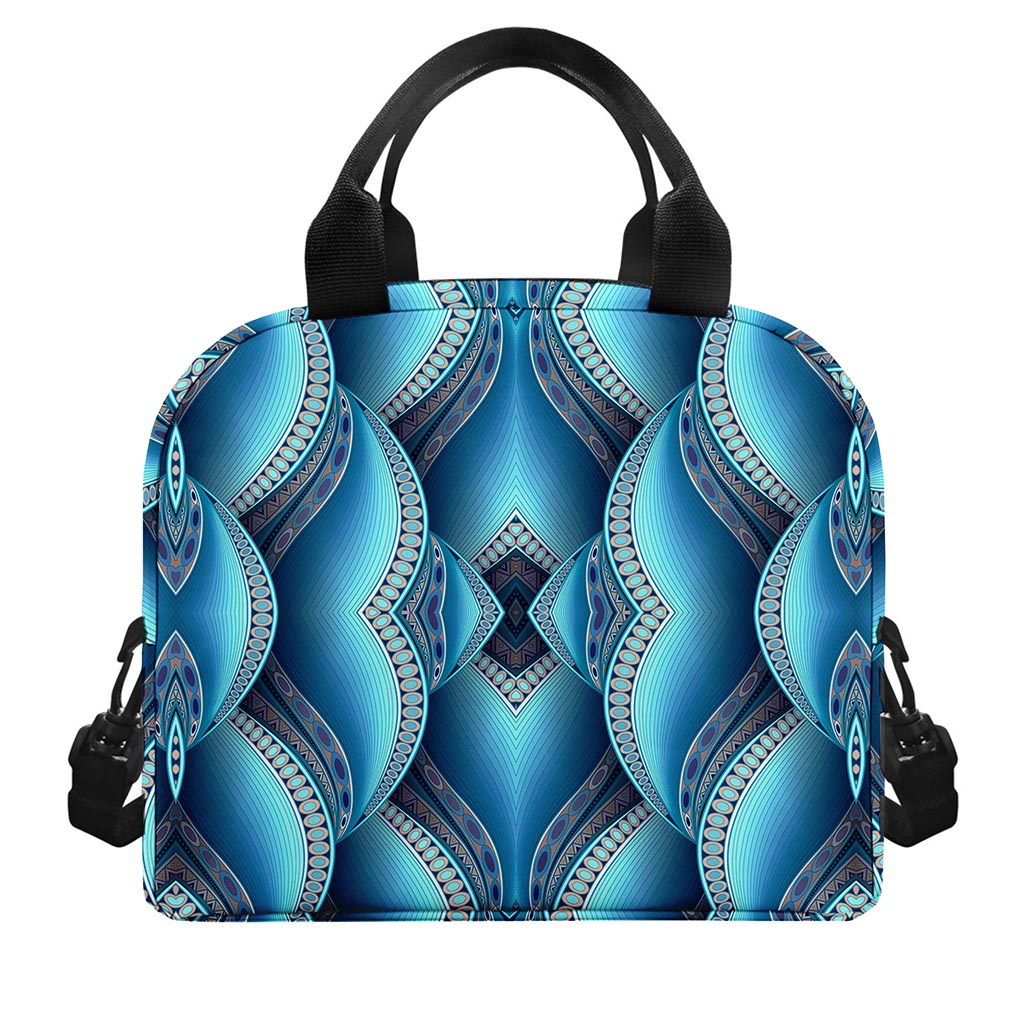 Mandala Waves Bohemian Pattern Print Insulated Lunch Bag