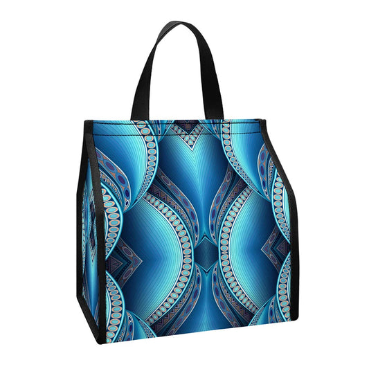 Mandala Waves Bohemian Pattern Print Insulated Lunch Tote
