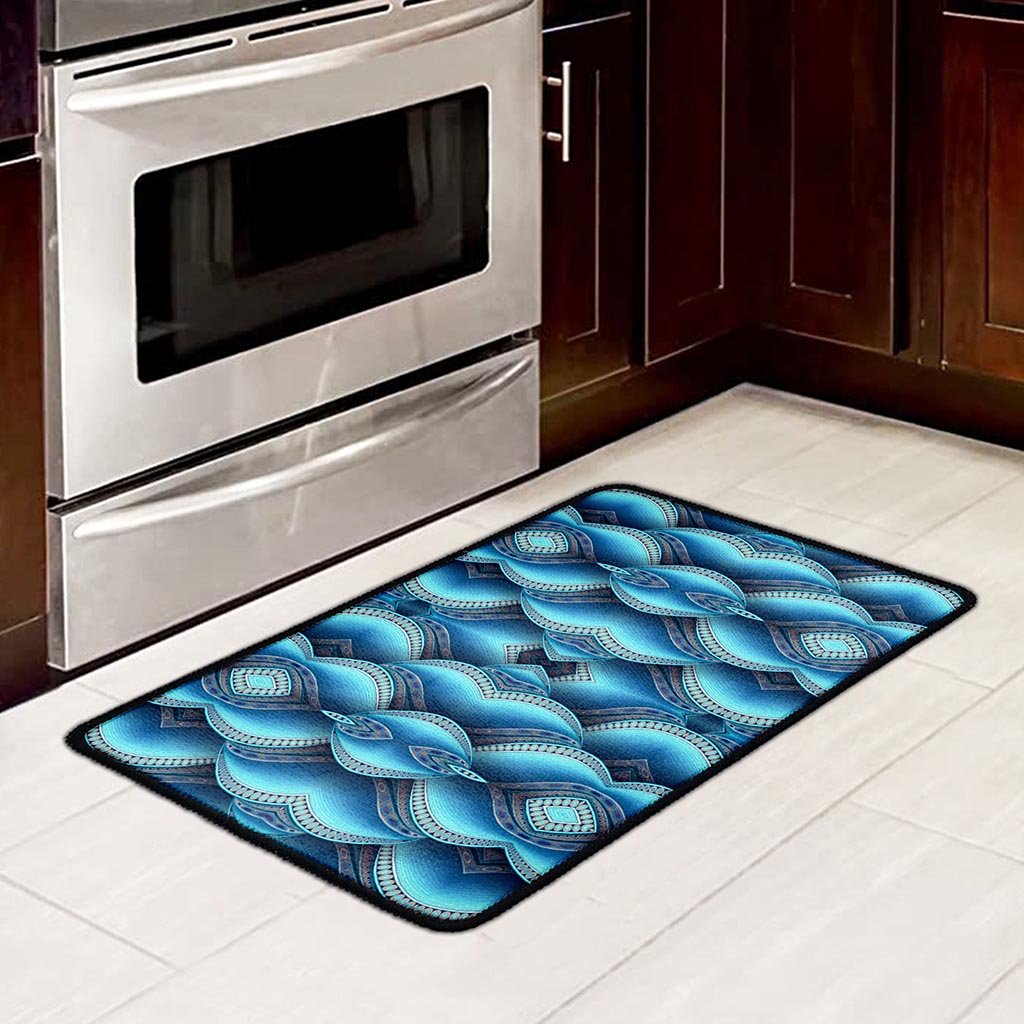 Mandala Waves Bohemian Pattern Print Kitchen Mat
