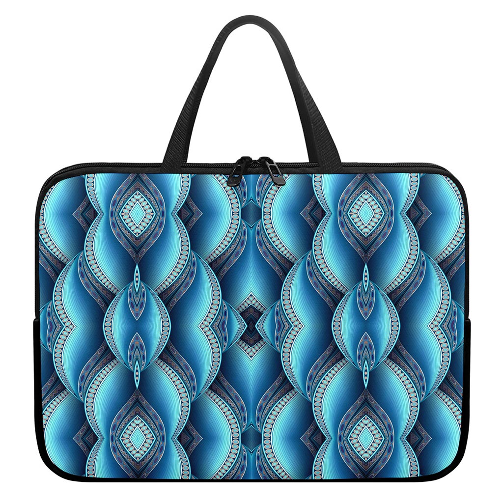 Mandala Waves Bohemian Pattern Print Laptop Sleeve With Handle