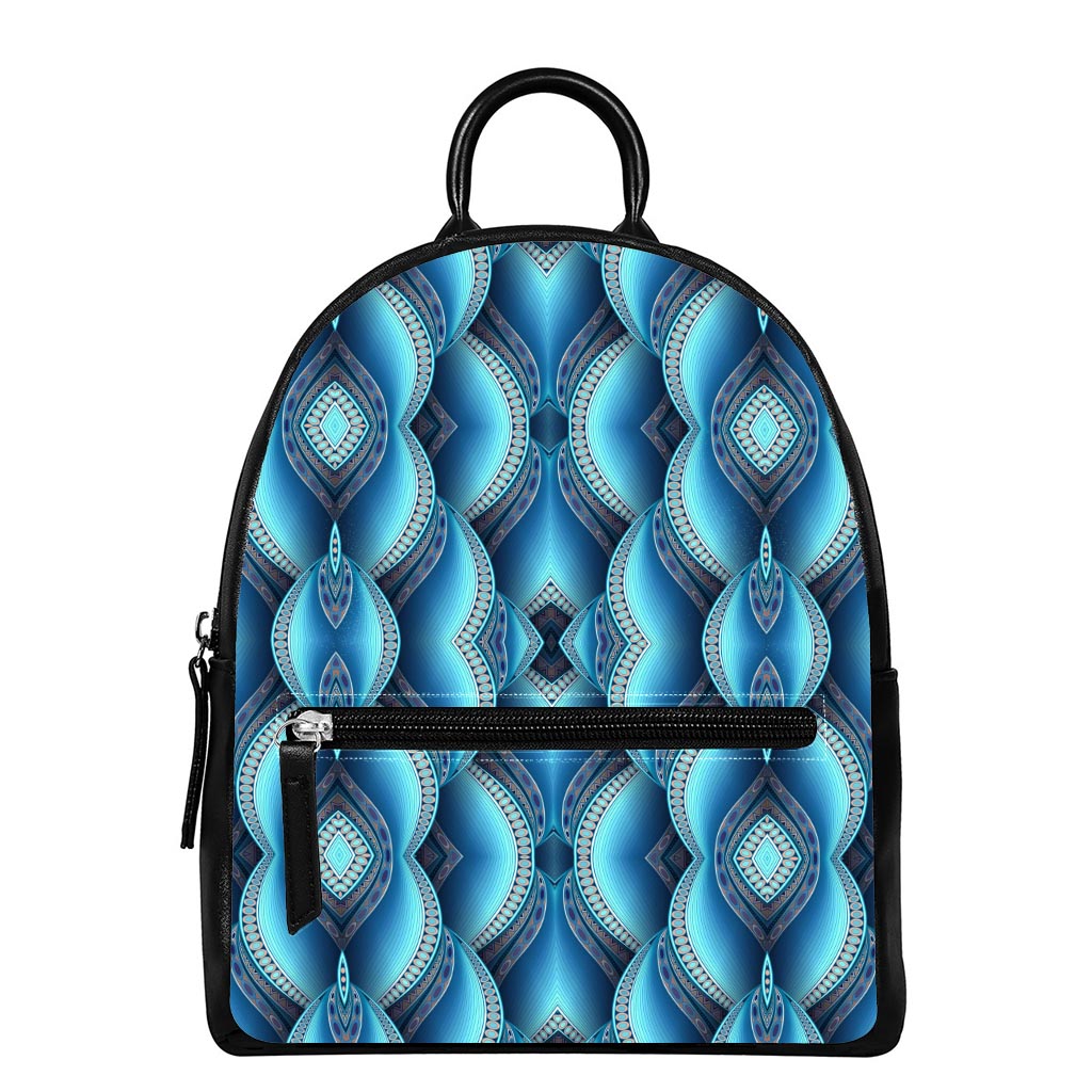 Mandala Waves Bohemian Pattern Print Leather Backpack