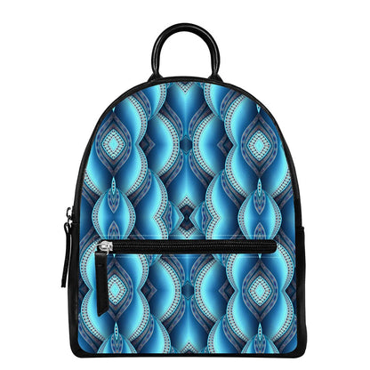 Mandala Waves Bohemian Pattern Print Leather Backpack
