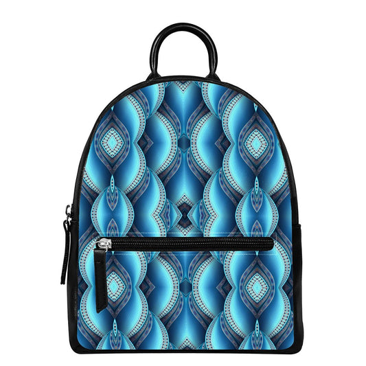 Mandala Waves Bohemian Pattern Print Leather Backpack