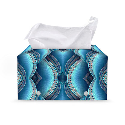 Mandala Waves Bohemian Pattern Print Leather Tissue Box Cover