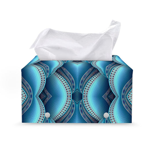 Mandala Waves Bohemian Pattern Print Leather Tissue Box Cover